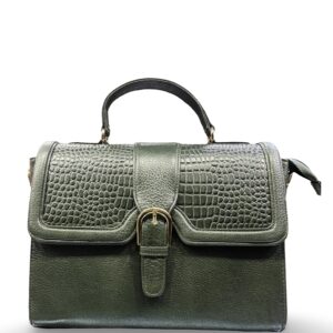 classic croc textured leather hand bag