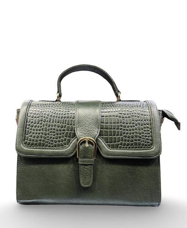classic croc textured leather hand bag